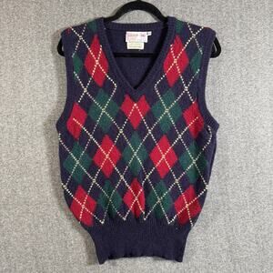 Vintage Hawick Sweater Vest Mens Medium 38 Argyle Wool Shetland England 90s Prep